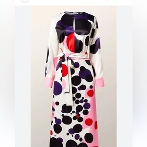 STYLEWE Red and Purple Long Sleeve Gown with Dolman Sleeves